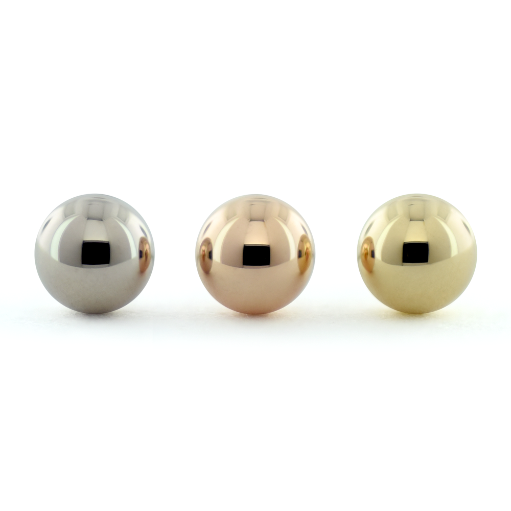 NeoMetal polished ball threadless end in solid 18k gold for earlobe, helix, or nostril