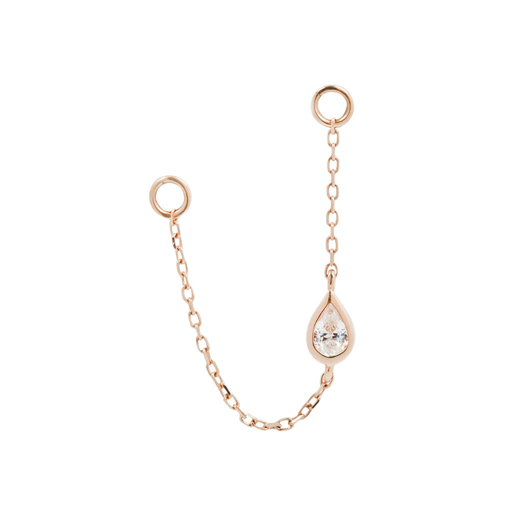 Bezel Teardrop Chain with CZ
