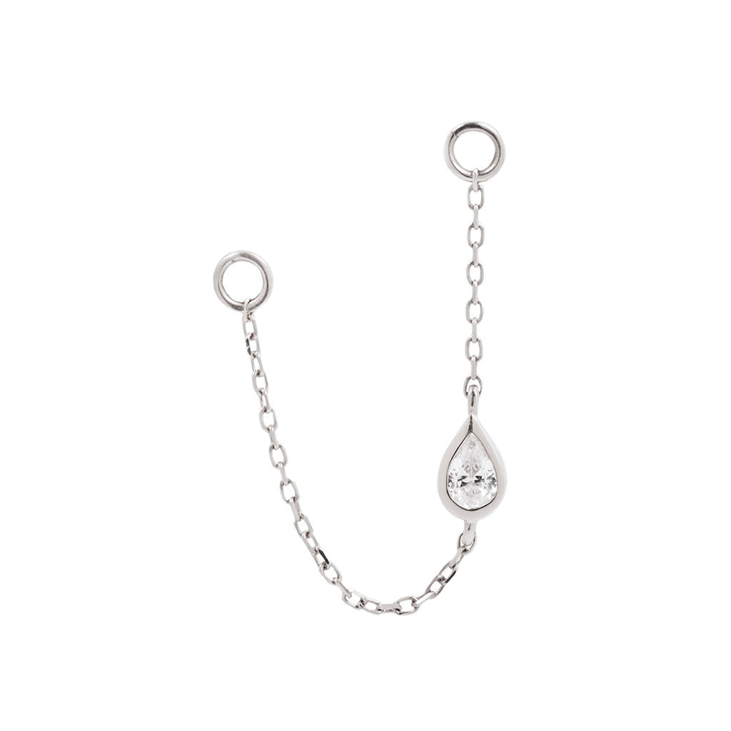 Bezel Teardrop Chain with CZ