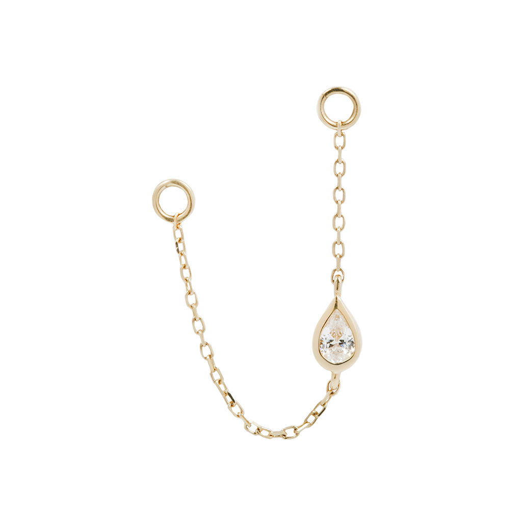 Bezel Teardrop Chain with CZ