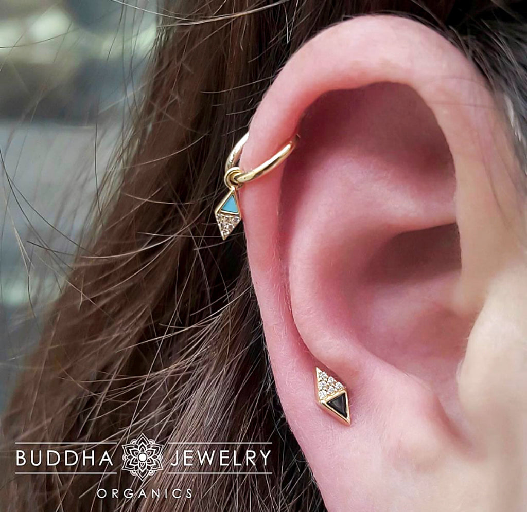 Almost Famous Charm - Turquoise + CZ - Threadless End