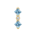 Aeris London Blue Topaz kite-set threadless end with moissanite centre in 14k gold for helix or conch