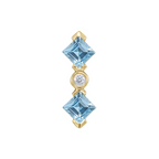 Aeris London Blue Topaz kite-set threadless end with moissanite centre in 14k gold for helix or conch