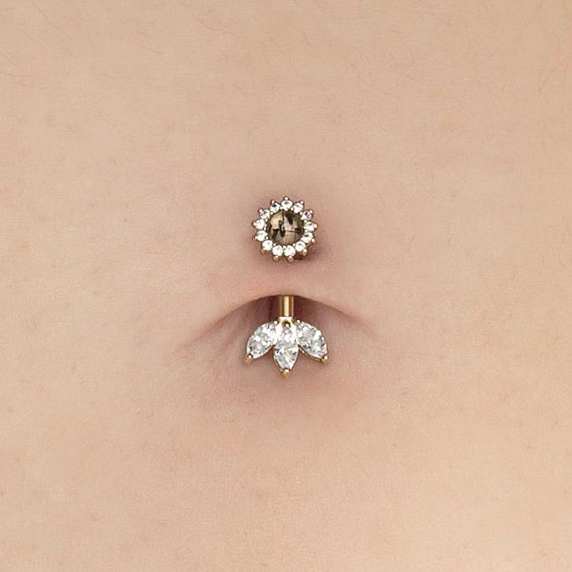 Delphine - Tourmalated Quartz + White Sapphire - Threadless End