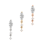 Lilt marquise moissanite threadless end with two round drops in 14k gold for lobe or helix