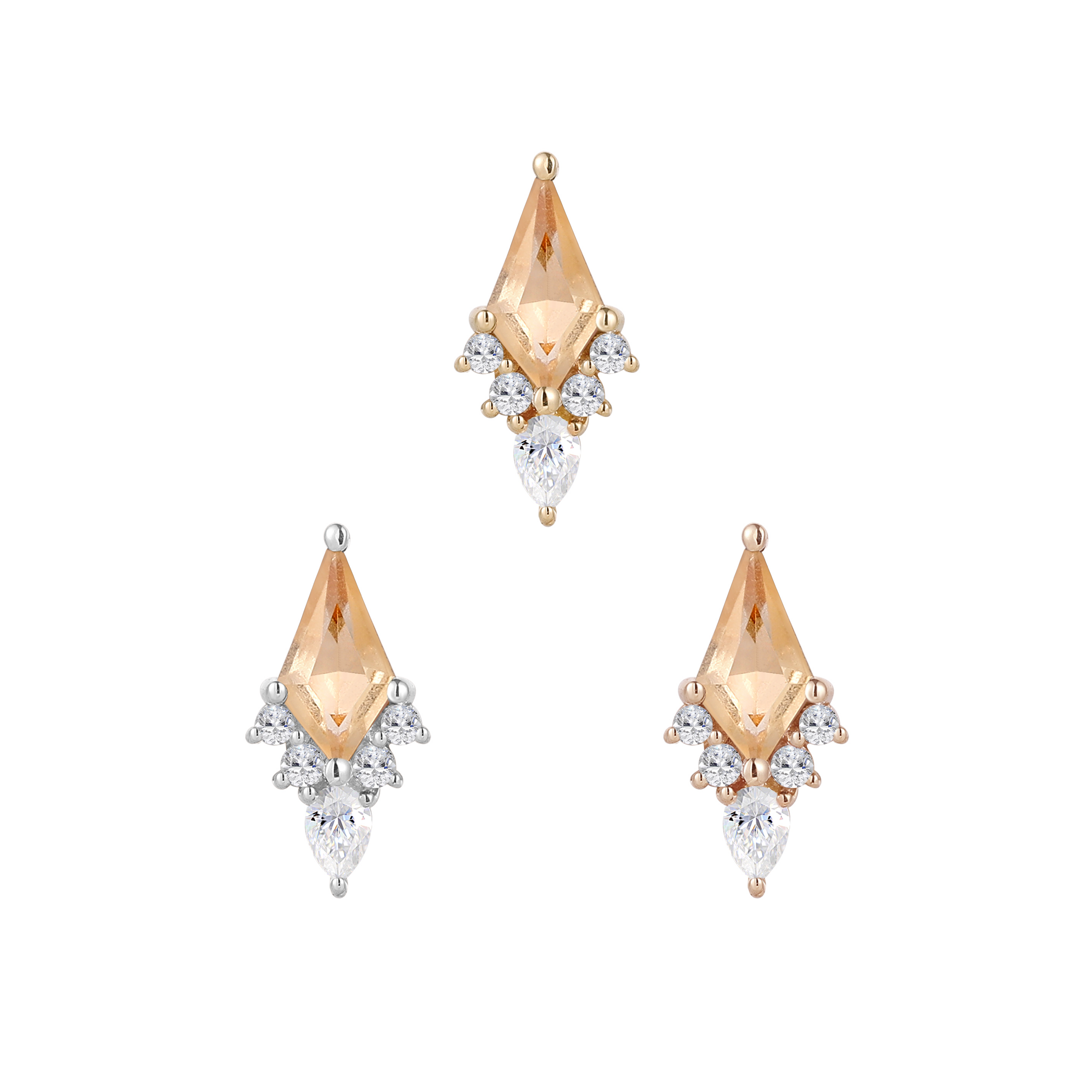 Afterglow - Citrine + CZ - Threadless End