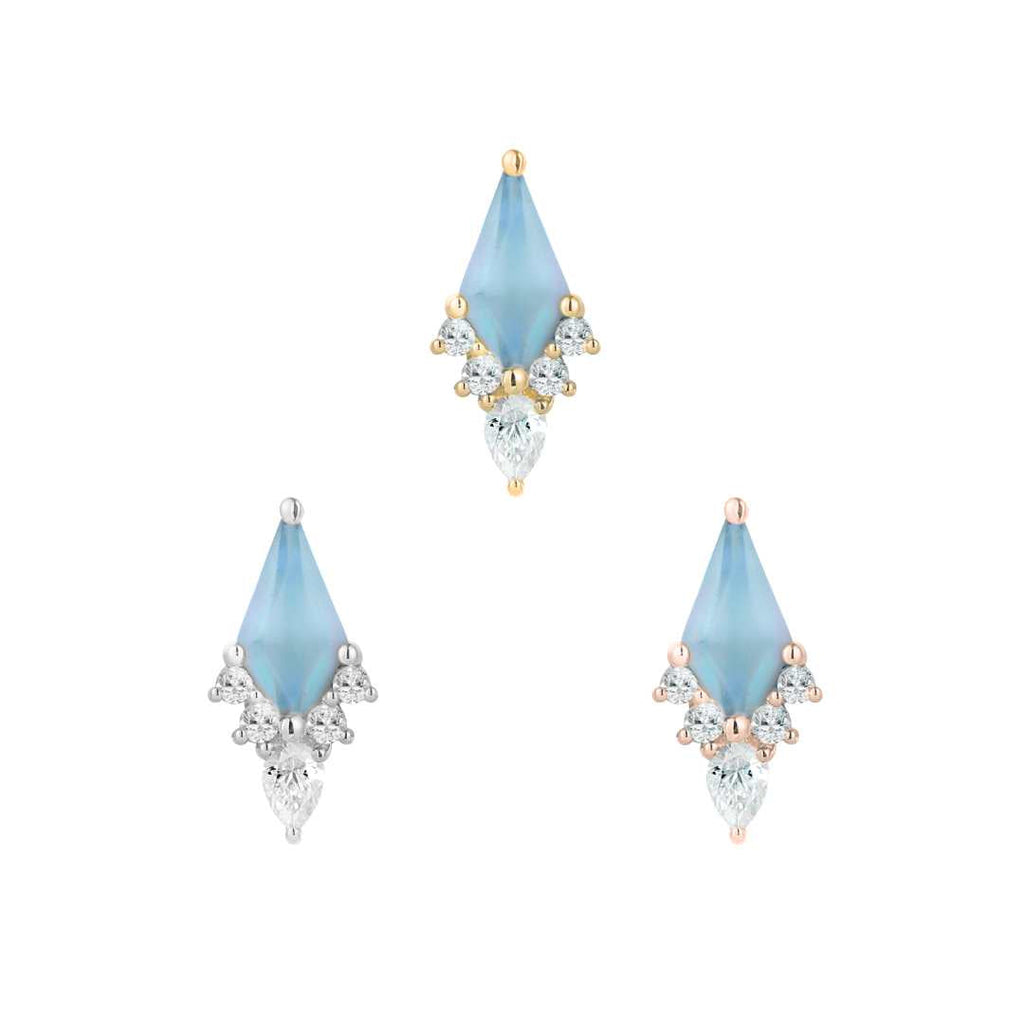 Afterglow - Sandblasted Swiss Blue Topaz - Threadless End