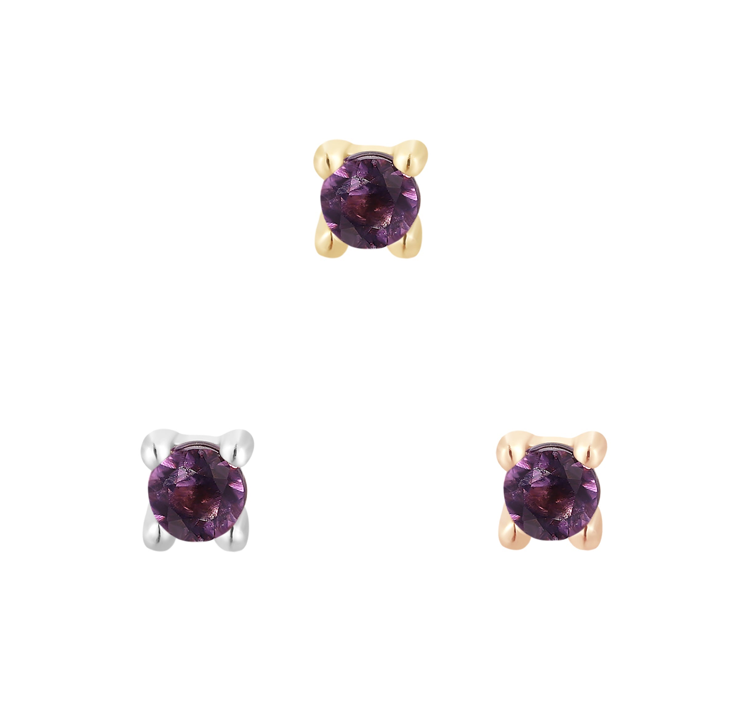 Prong Gem Threadless End with Amethyst