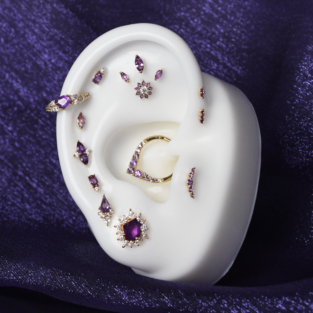 Eloise - Amethyst + CZ - Threadless End
