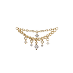 Autumn double-layer 14k gold chain with princess and round CZs for stacked ear styling
