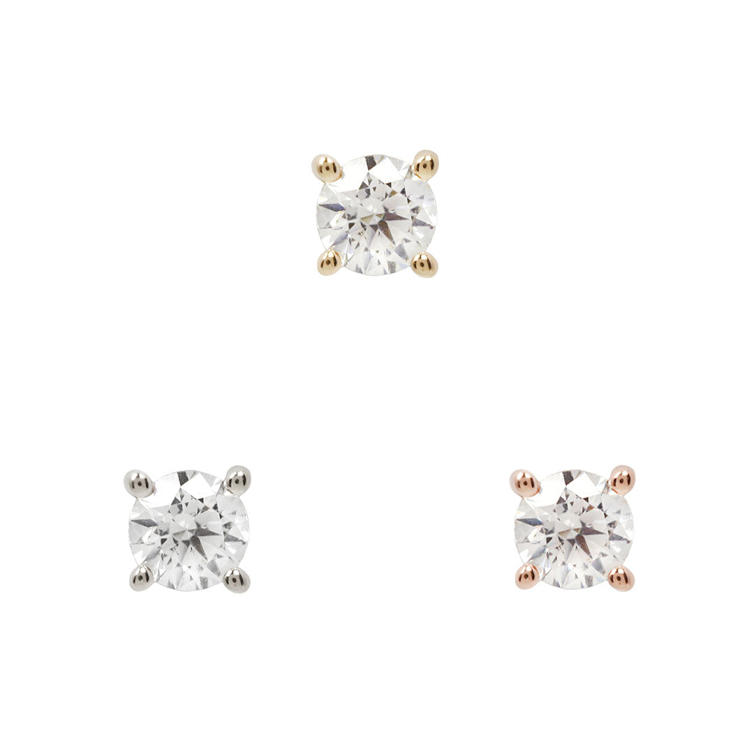 Prong Gem Threadless End with Swarovski CZ