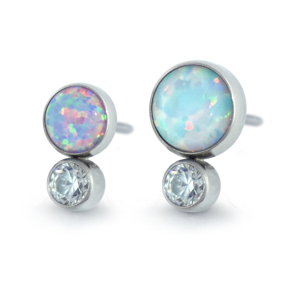 Titanium Bezel Set Two Gem Cabochon Cluster 