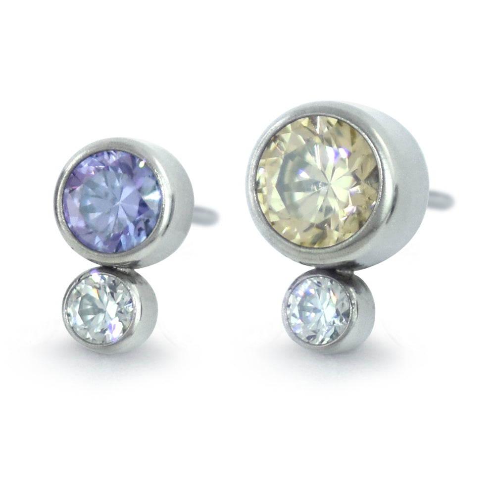 Titanium Bezel Set Two Gem Cluster