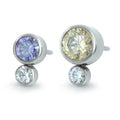 Titanium Bezel Set Two Gem Cluster