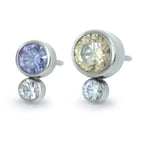 Titanium Bezel Set Two Gem Cluster