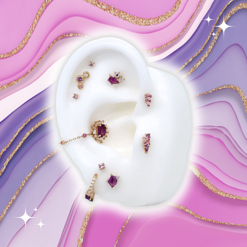 Dig It - Amethyst + Pink Sapphire + White Topaz - Threadless End