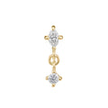 Marqia marquise and round moissanite threadless end in 14k gold for flat or helix