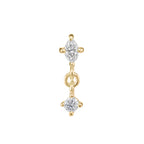 Marqia marquise and round moissanite threadless end in 14k gold for flat or helix