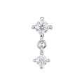 Duolet double moissanite drop threadless end in 14k gold for helix or flat with movement