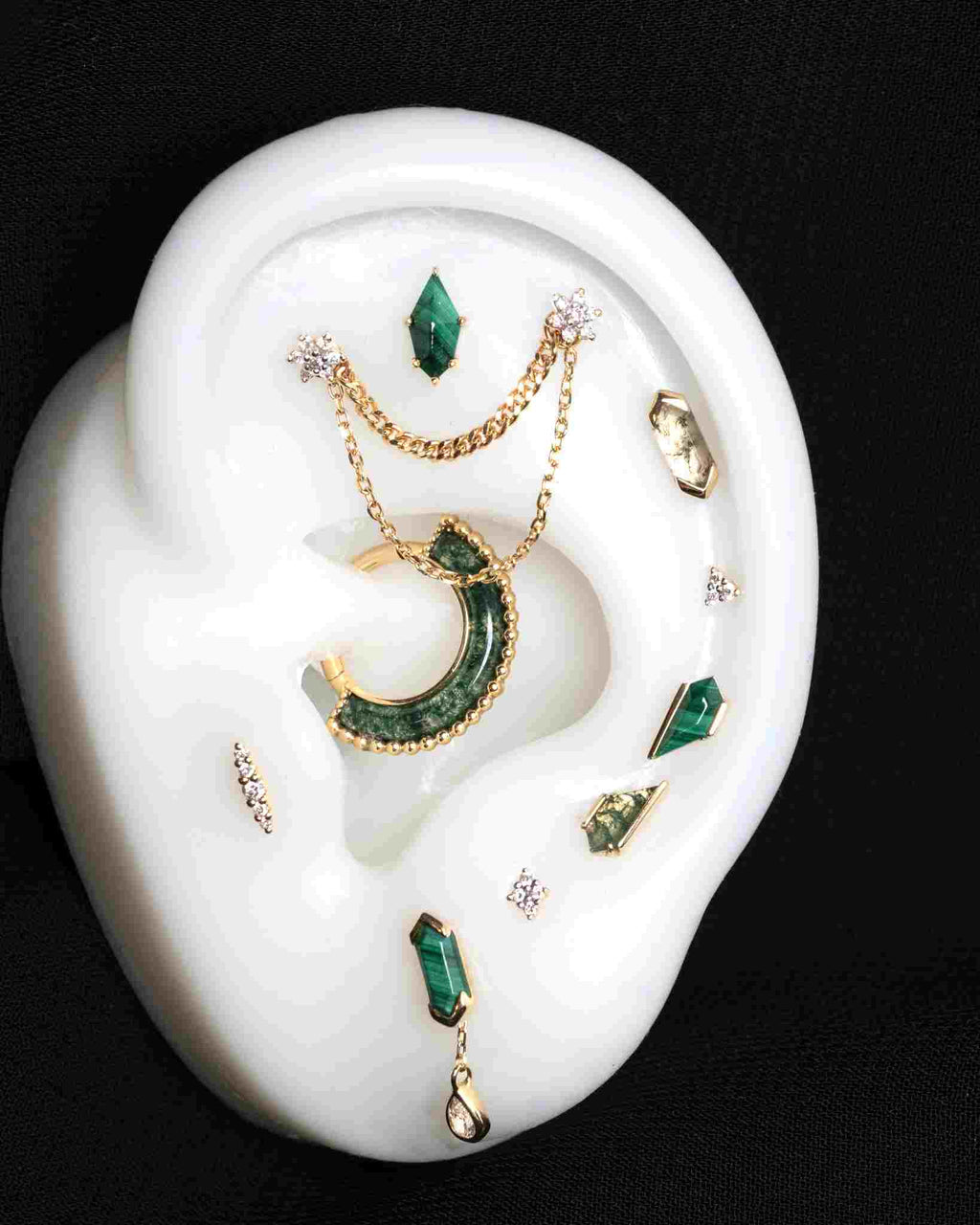 Mystic Threadless End with Moss Agate