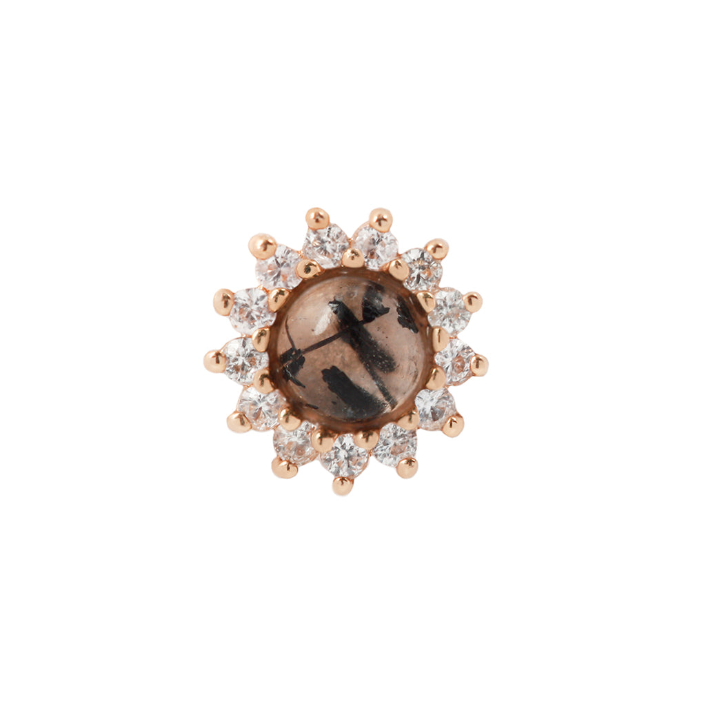 Delphine - Tourmalated Quartz + White Sapphire - Threadless End