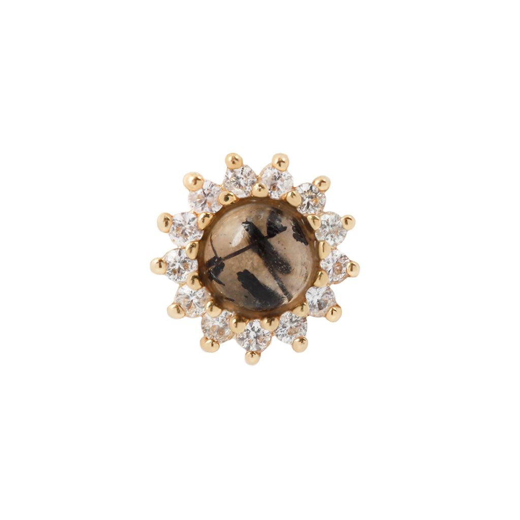 Delphine - Tourmalated Quartz + White Sapphire - Threadless End