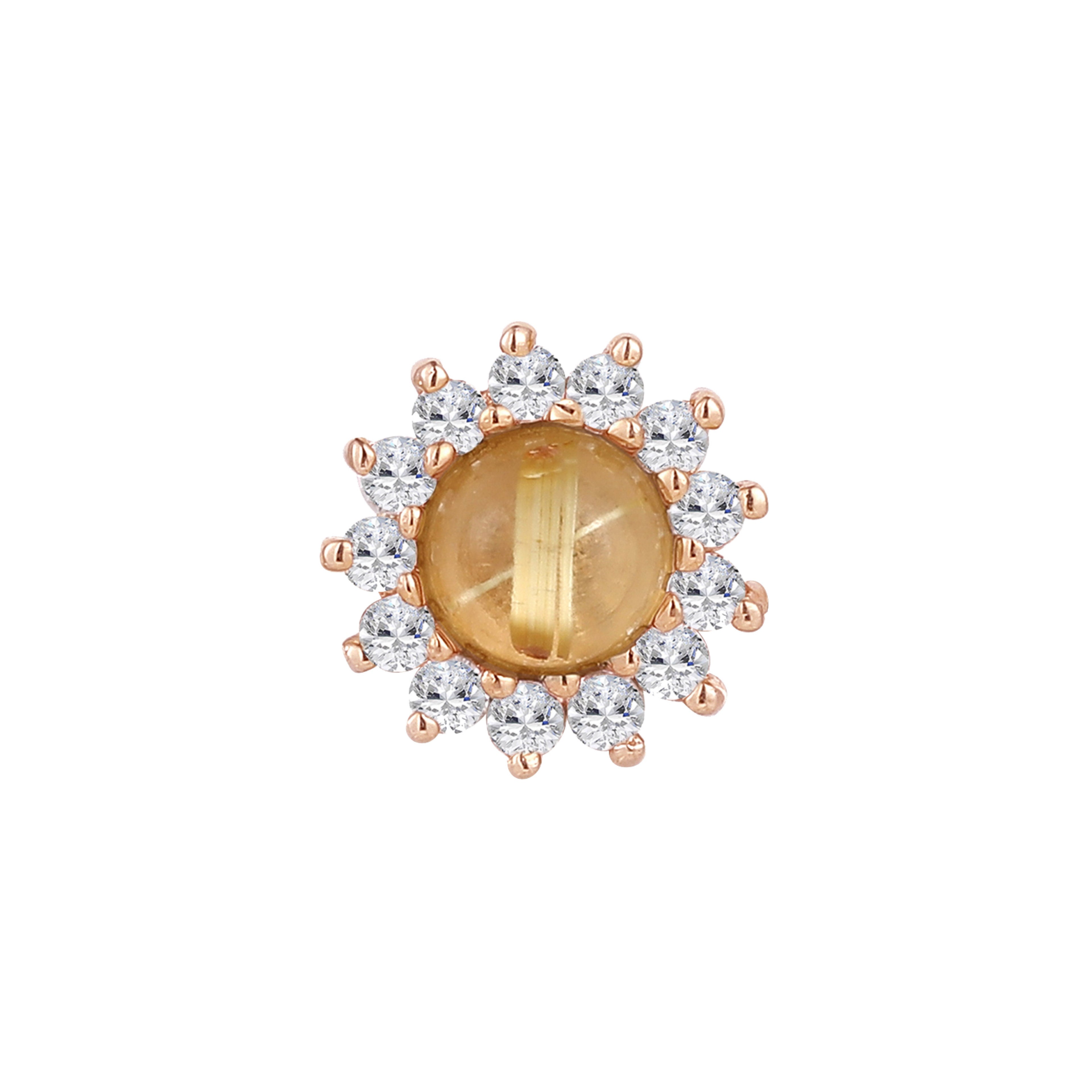 Delphine - Rutilated Quartz + White Sapphire - Threadless End