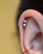 Single Diamond Prong Flat Back Stud