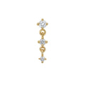 Driftline triple CZ linear threadless end in 14k gold for stacked ear curation