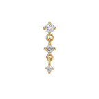 Driftline triple CZ linear threadless end in 14k gold for stacked ear curation