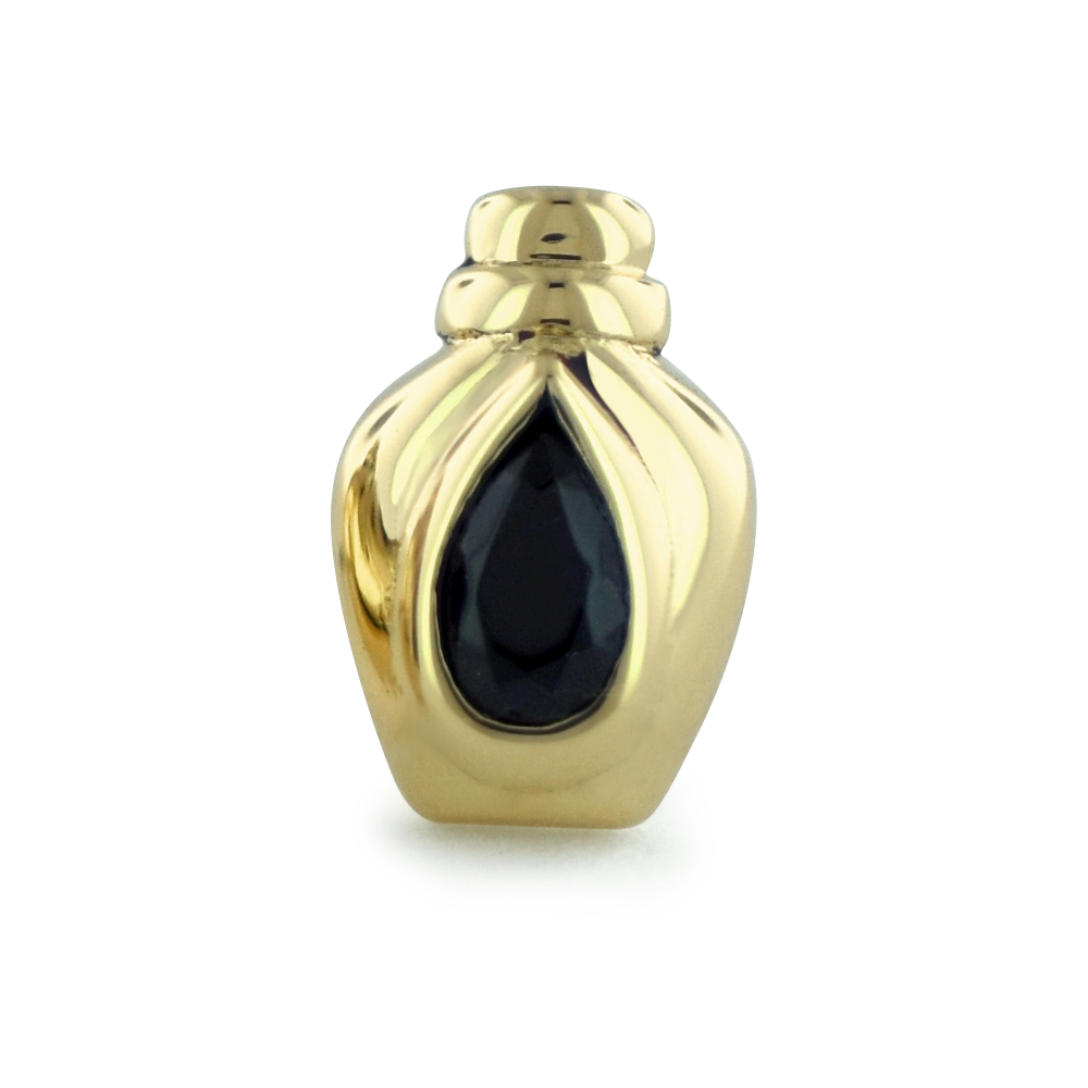 NeoMetal poison bottle limited edition threadless end in 18k yellow gold with black gemstone