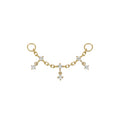Flare delicate 14k gold chain with six fixed and dangling CZs for lobe-to-helix styling