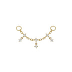 Flare delicate 14k gold chain with six fixed and dangling CZs for lobe-to-helix styling