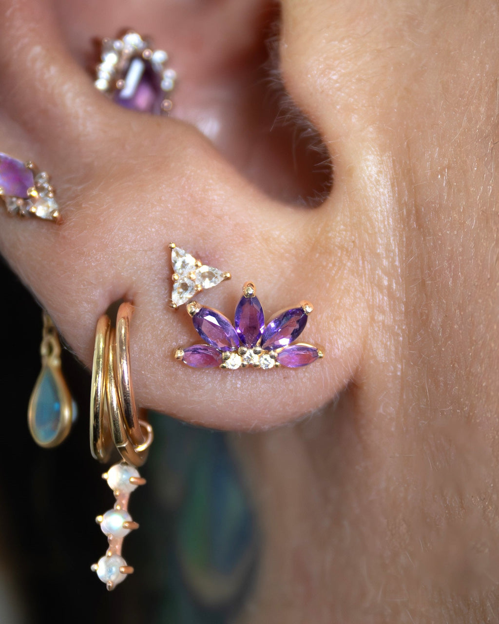 Valentina - Amethyst + CZ - Threadless End