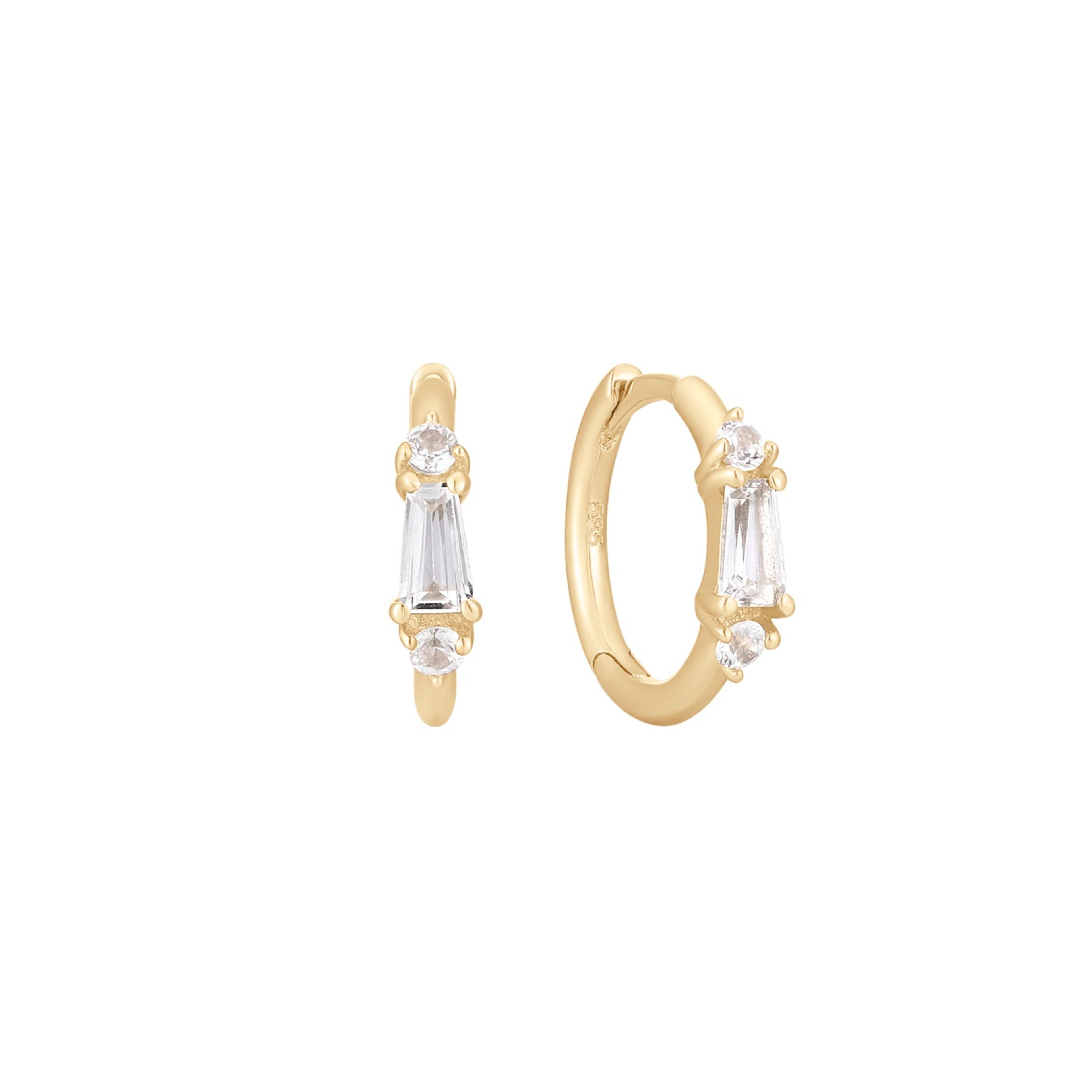 Maeve - White Topaz + Sapphire - Huggie