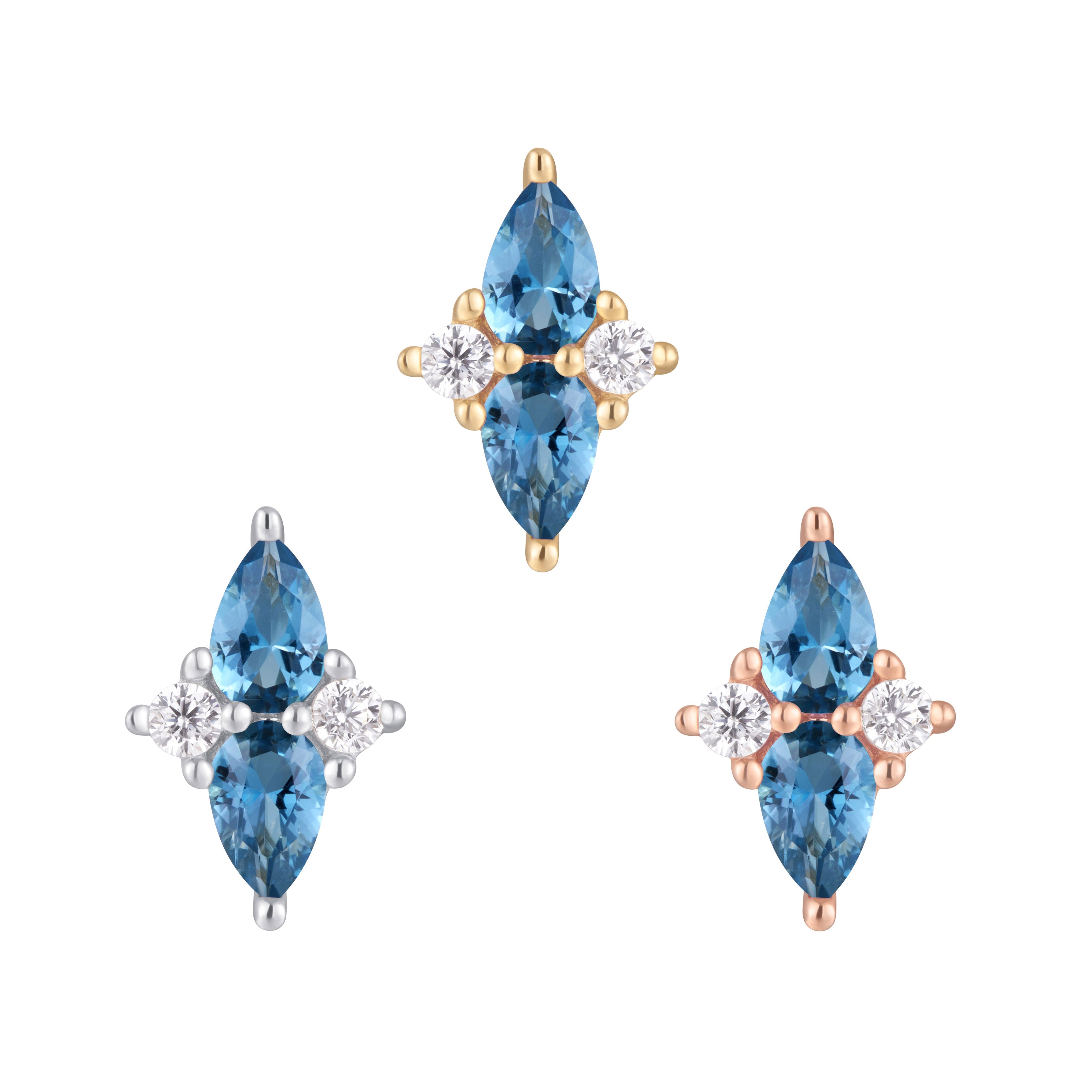 Ethereal - London Blue Topaz + CZ - Threadless End