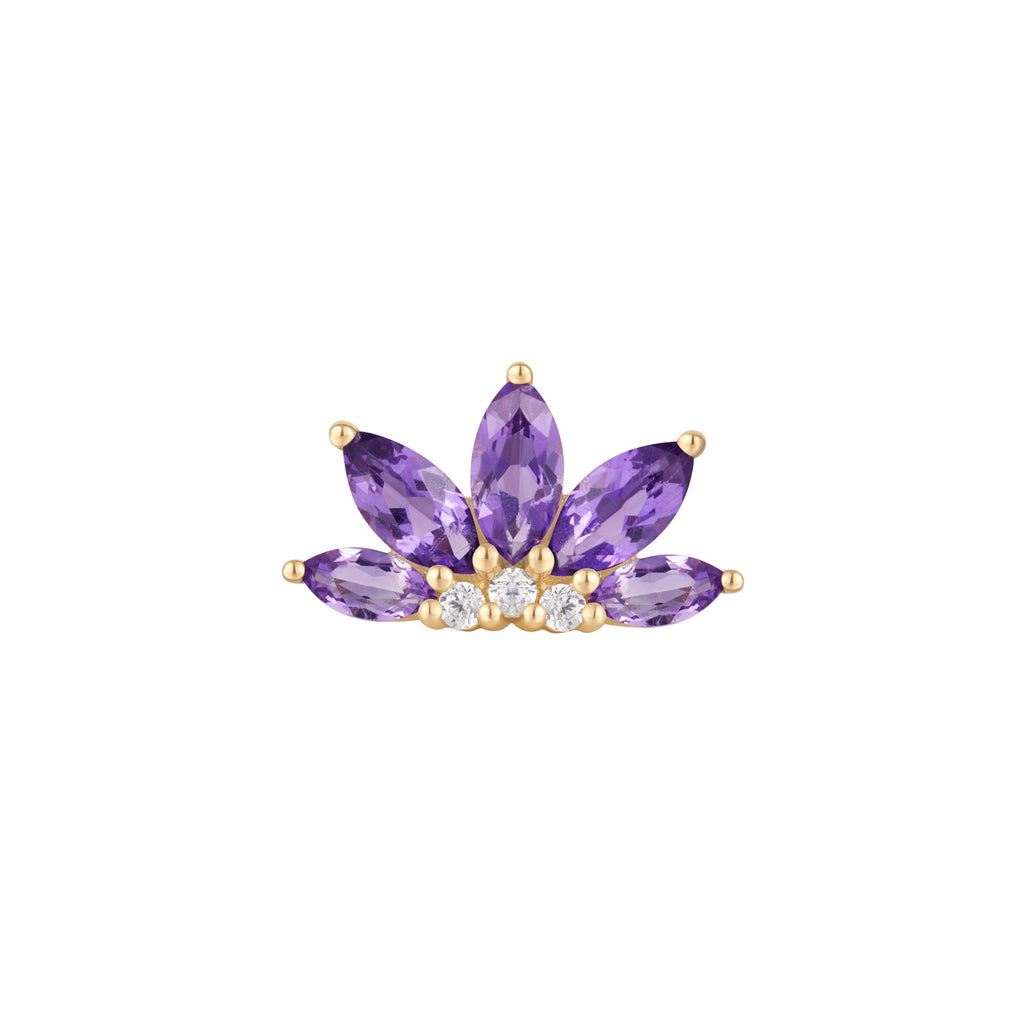 Valentina - Amethyst + CZ - Threadless End