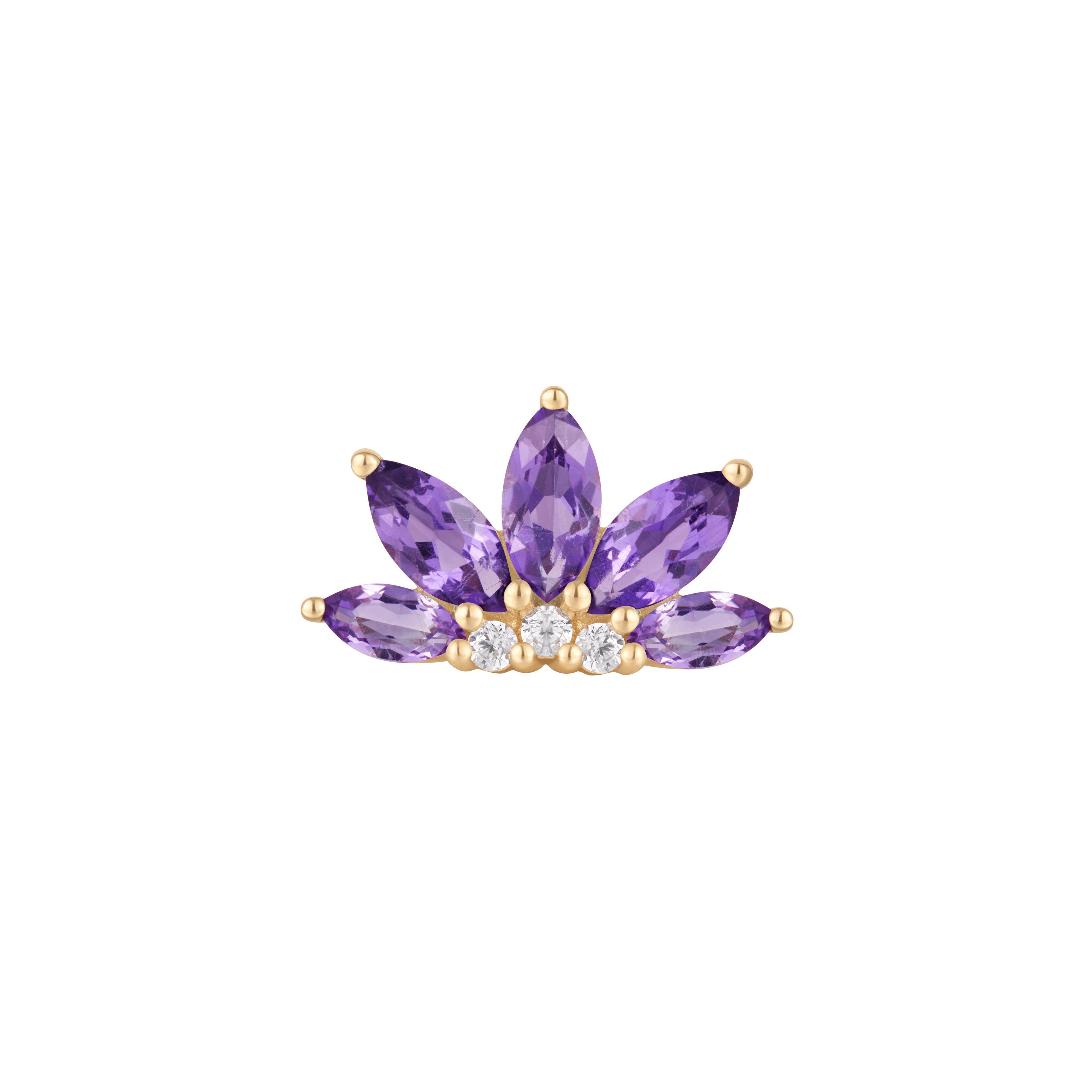 Valentina - Amethyst + CZ - Threadless End
