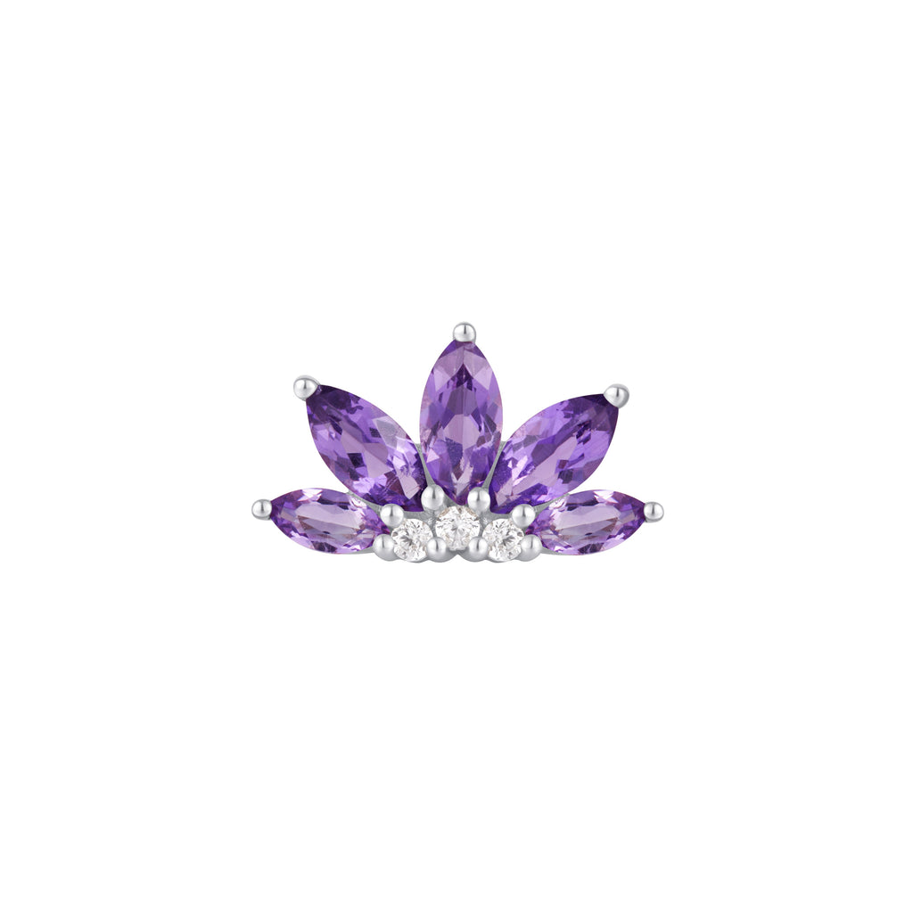 Valentina - Amethyst + CZ - Threadless End