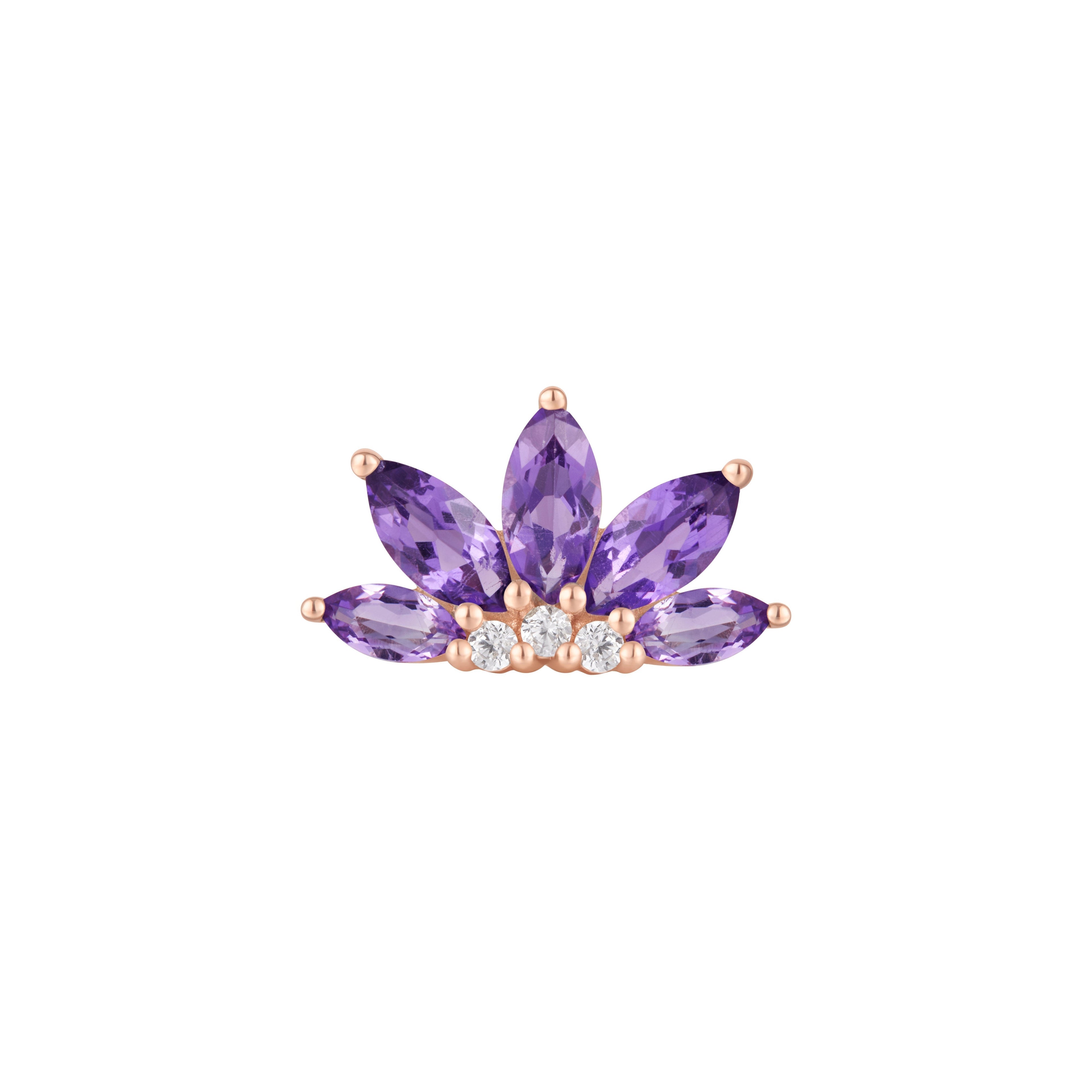 Valentina - Amethyst + CZ - Threadless End