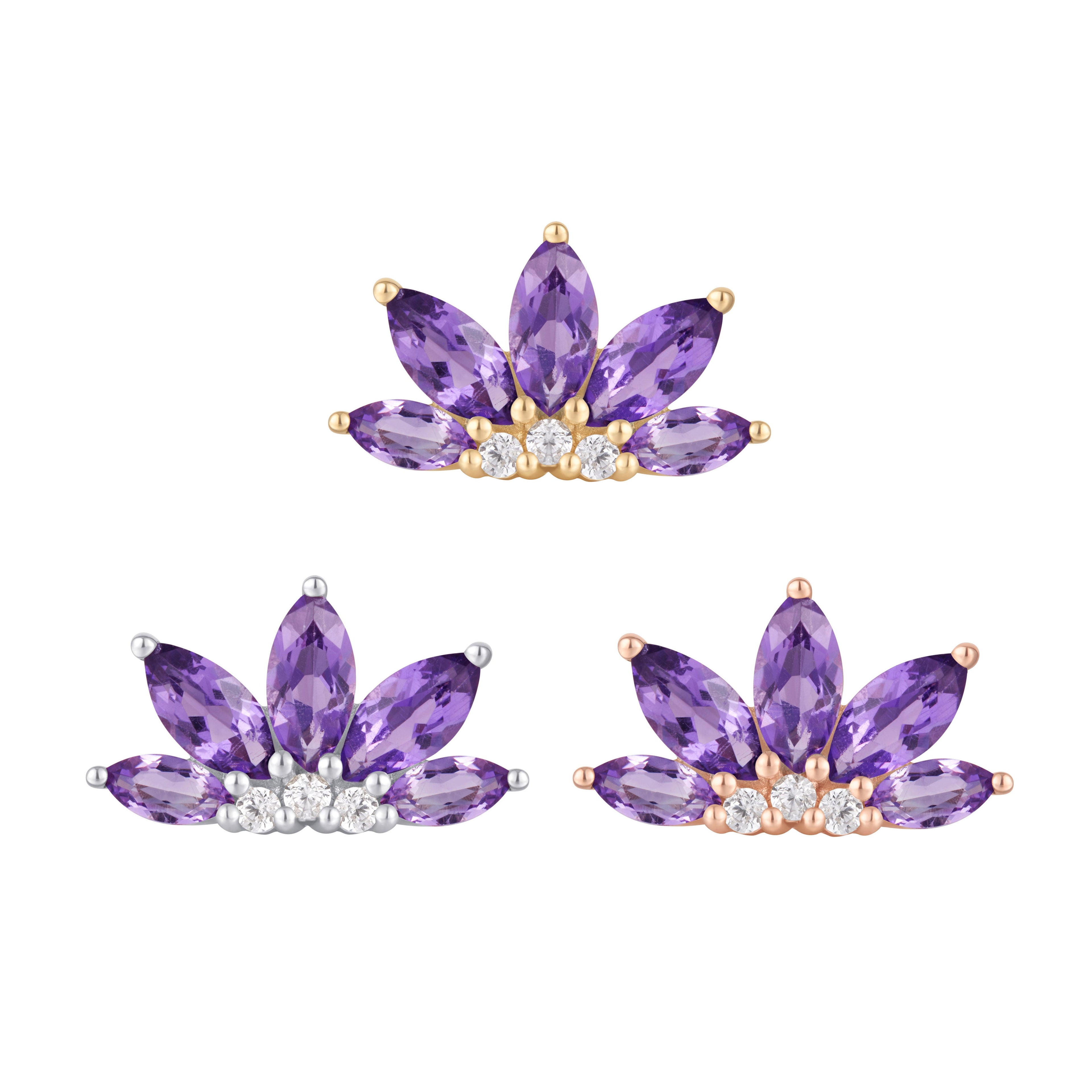 Valentina - Amethyst + CZ - Threadless End