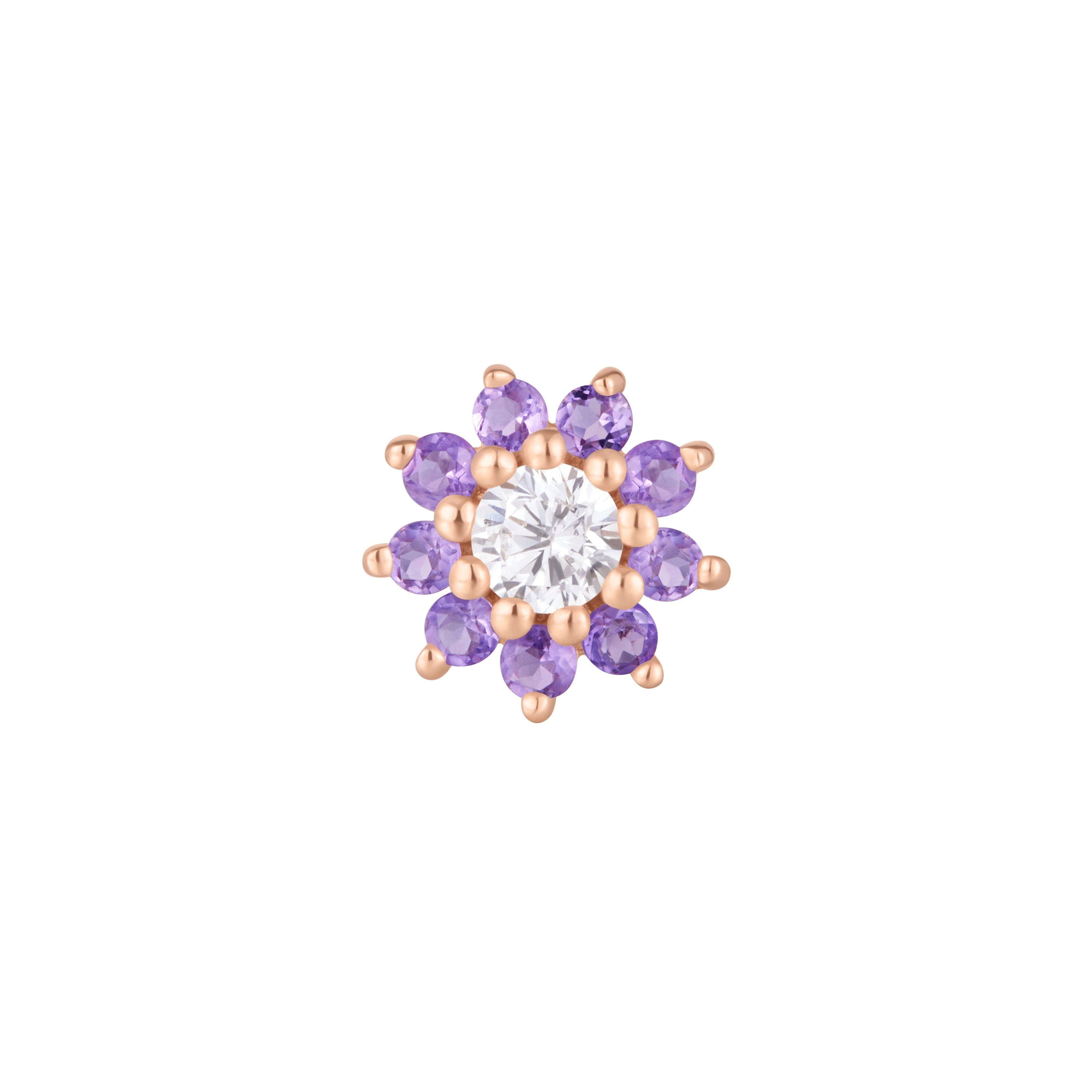 Eloise - Amethyst + CZ - Threadless End