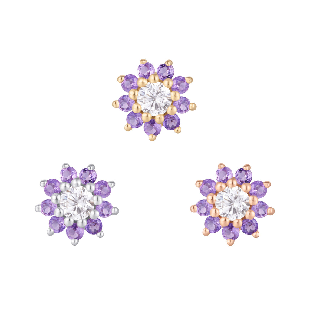 Eloise - Amethyst + CZ - Threadless End