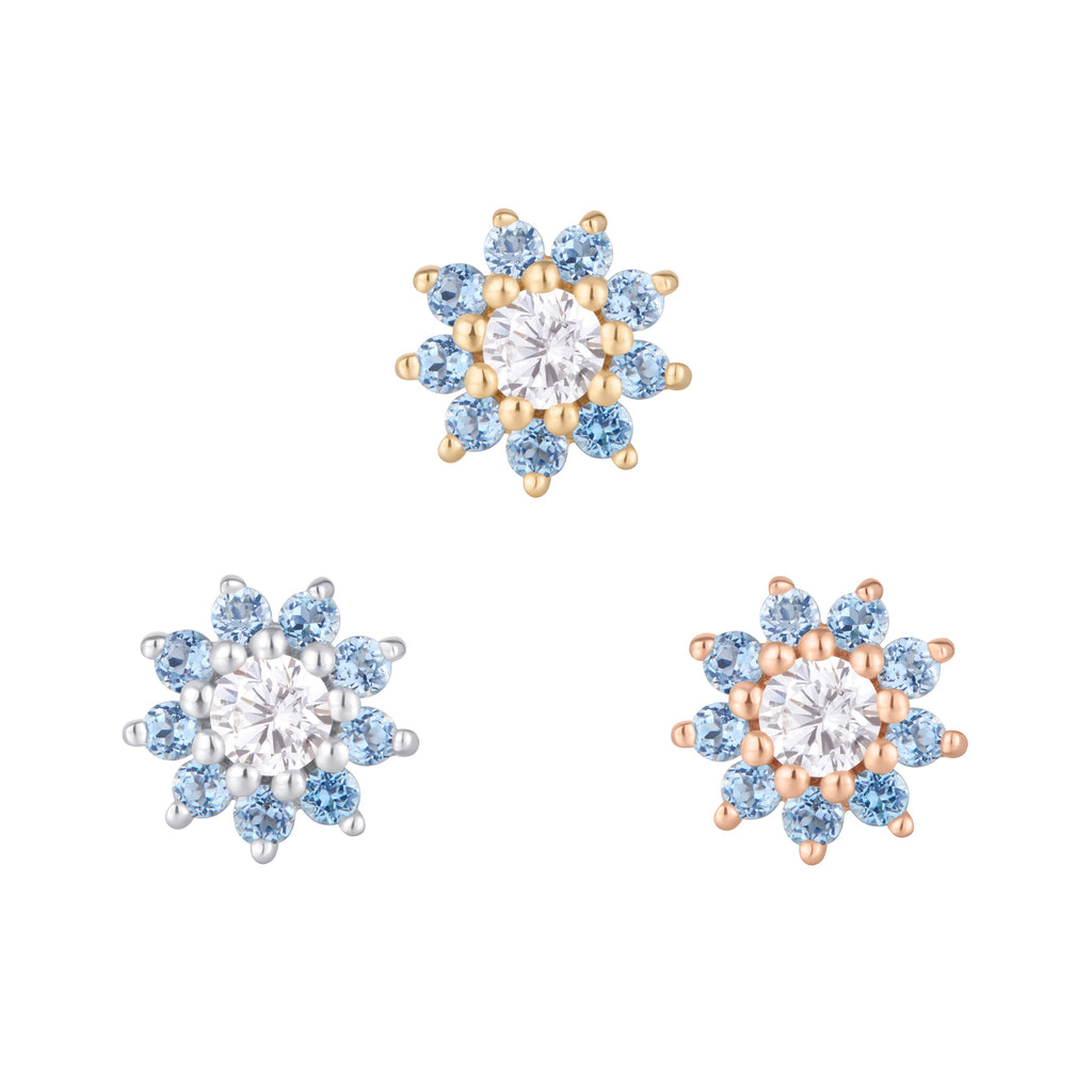 Eloise - London Blue Topaz + CZ - Threadless End