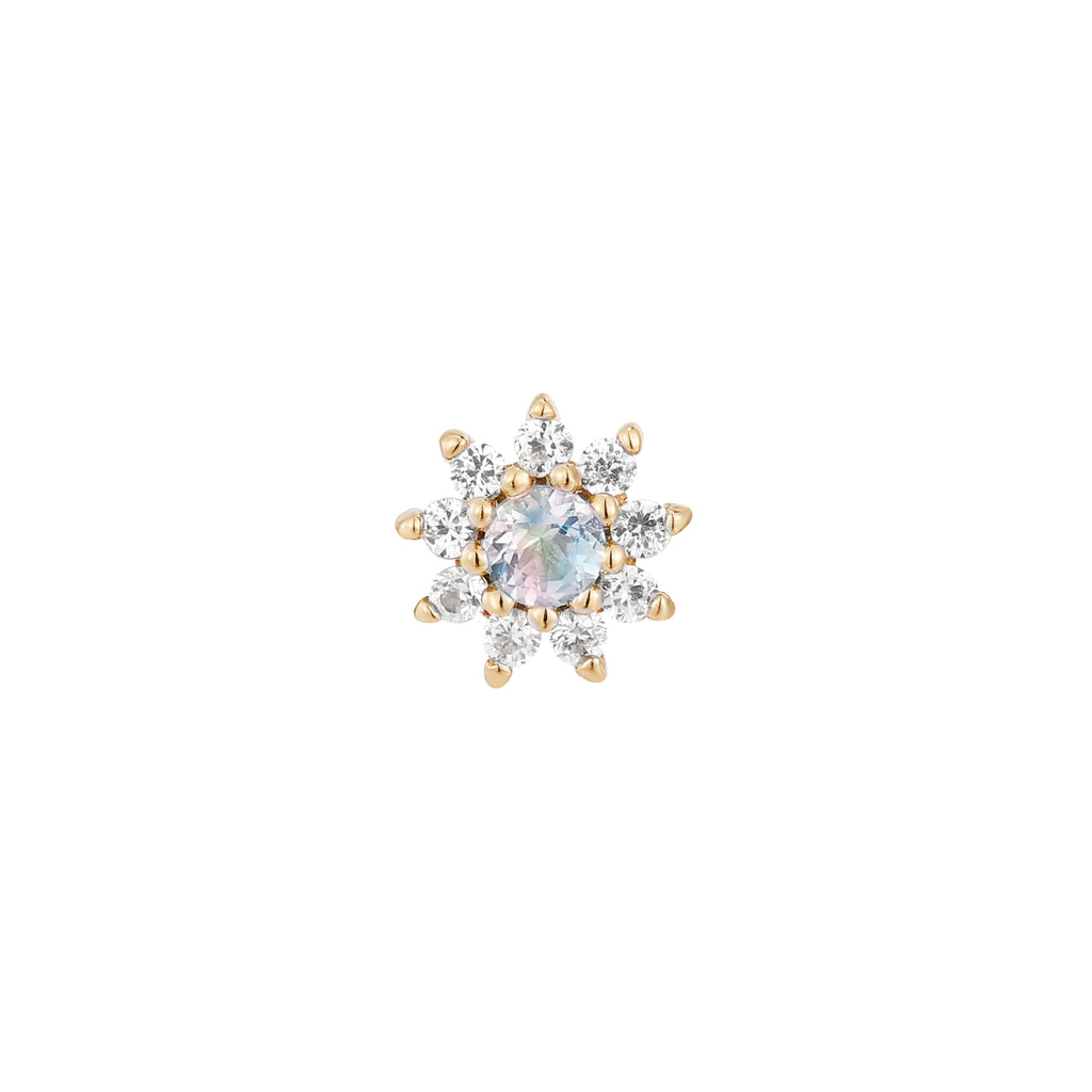 Eloise Flower - Rainbow Moonstone  - Threadless End