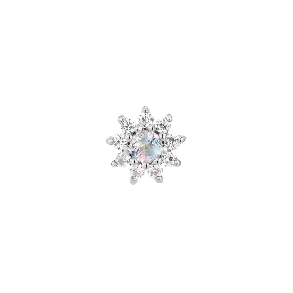Eloise Flower - Rainbow Moonstone  - Threadless End