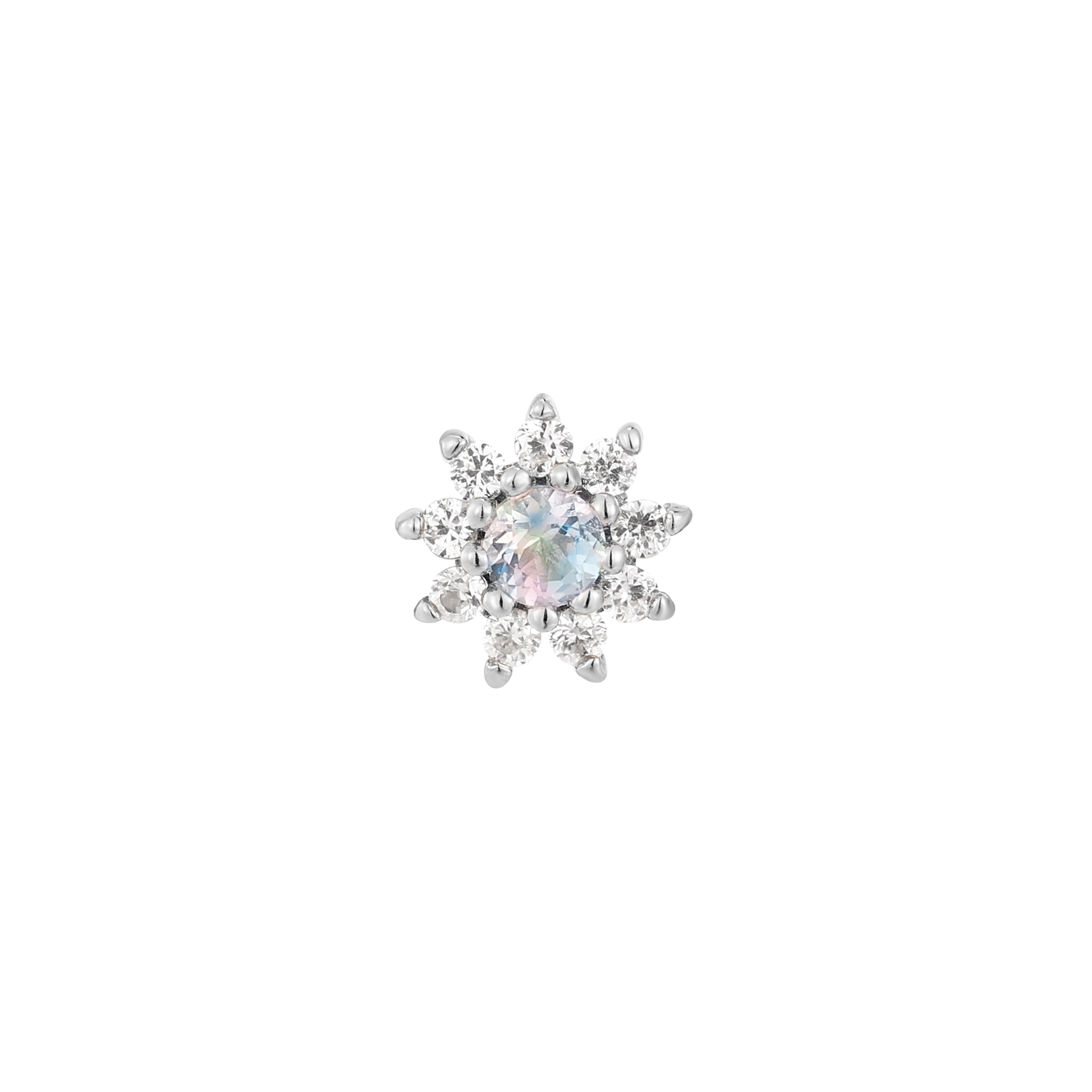 Eloise Flower - Rainbow Moonstone  - Threadless End