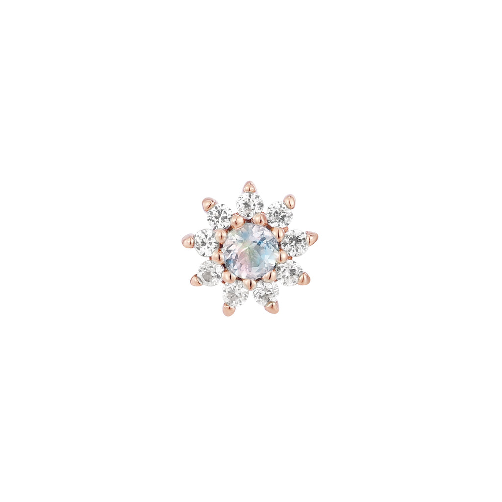 Eloise Flower - Rainbow Moonstone  - Threadless End