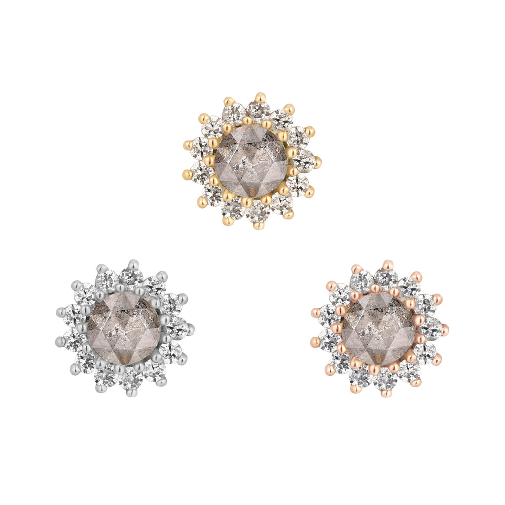 Delphine - Grey Diamond + White Sapphire - Threadless End