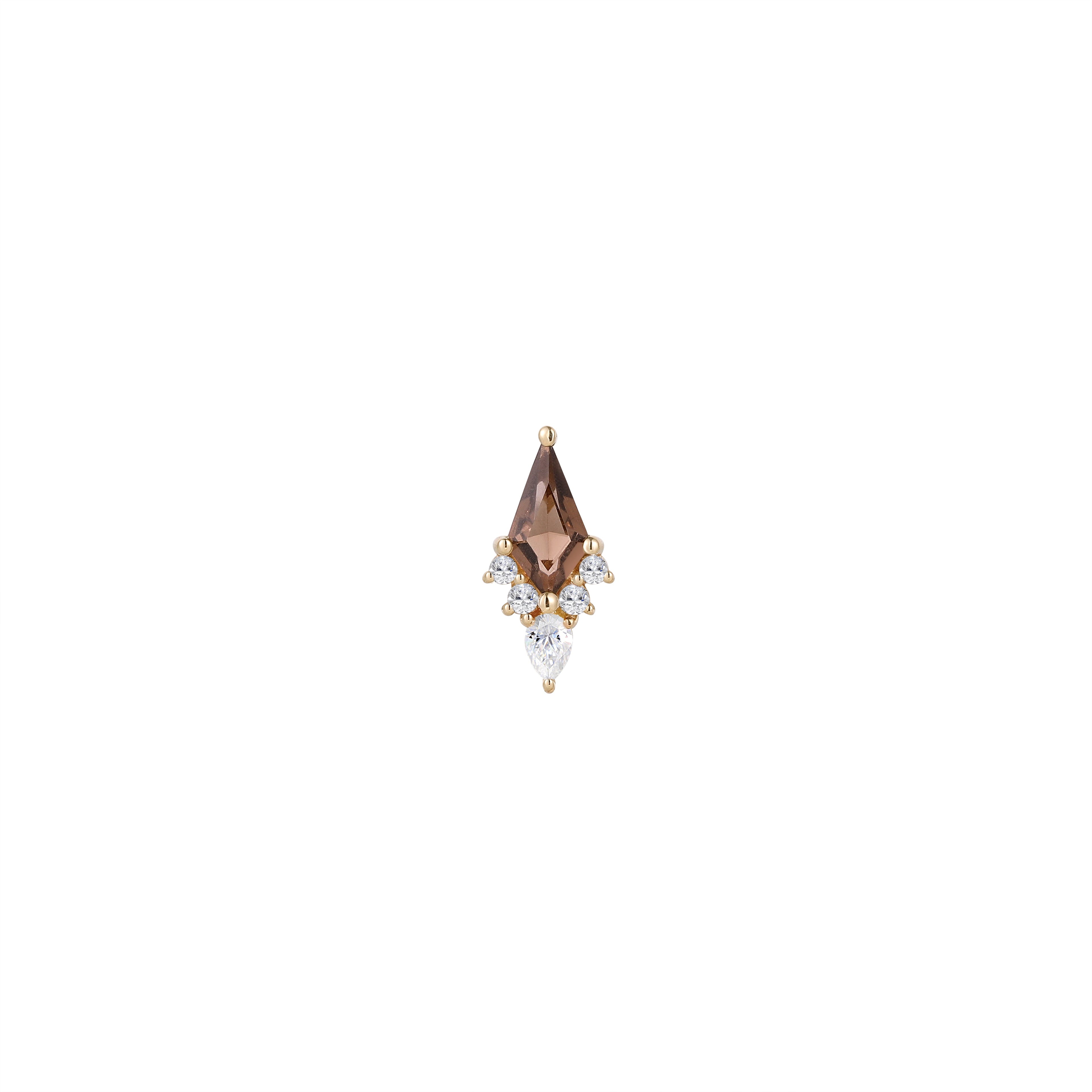 Afterglow - Smoky Quartz + CZ - Threadless End